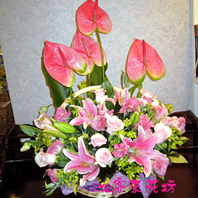 【A-030】藝術盆花、盆花、祝賀藝術盆花、婚禮喜慶藝術盆花:盆花-花開並蒂