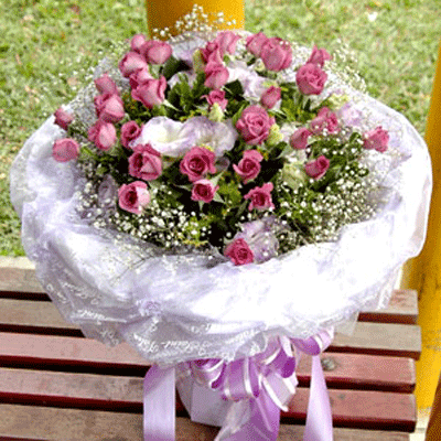 【B-077】傳情花束,情人花束,玫瑰花束,浪漫情人花束,生日花束-紫色祝福