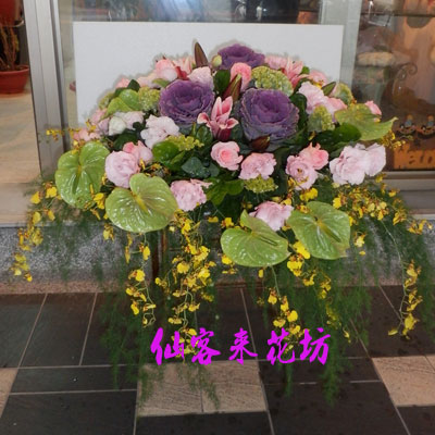 【A-501】講台桌花,會議桌花,盆花設計,水平桌上盆花