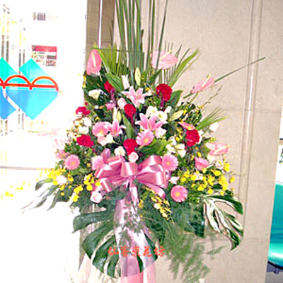 【C-049】祝賀花籃:高架花籃-喬遷花籃、開幕藝術花籃《一對》