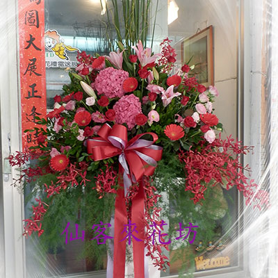 【C-671】 開幕花籃 祝賀花籃:祝賀高架花籃,藝術高架花籃,《對》