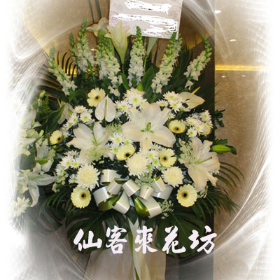 【S-335】喪禮花籃,喪禮弔唁花籃,弔唁花籃,藝術高架花籃《一對》