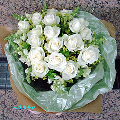 【R-040】20朵白玫瑰花束:玫瑰花束-白色戀人