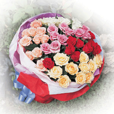 【R-011】花店精選:玫瑰花束,傳情花束,情人花束,浪漫情人花束,生日花束-繽紛花情