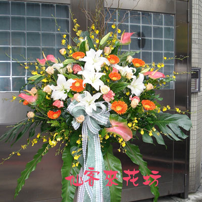 【C-069】 開幕花籃 祝賀花籃:祝賀高架花籃,開幕祝賀花籃《對》
