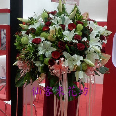 【C-597】 開幕花籃 祝賀花籃:祝賀高架花籃,藝術高架花籃,《一對》