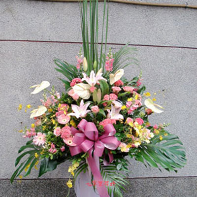 【C-060】 開幕花籃 祝賀花籃:祝賀高架花籃,藝術高架花籃,《一對》