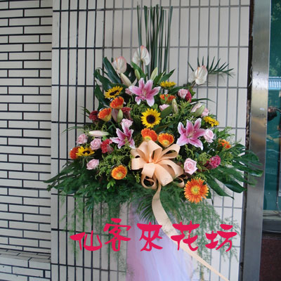 【C-251】祝賀花籃:高架花籃-喬遷花籃、開幕藝術花籃1對