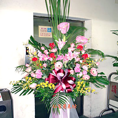 【C-038】祝賀花籃:高架花籃-選舉花籃、開幕藝術花籃《一對》